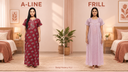 A-line vs frill nighty fit comparison at Balaji Hosiery XLU